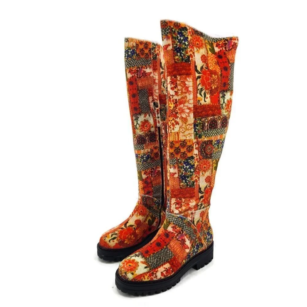 NEW Aware X Laura Ashley La Serina Quilted Combat Boot Womens 8 Red Velvet